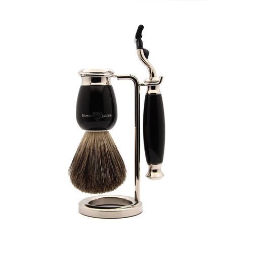 Edwin Jagger Simulated Ebony and Nickel Shaving Set, Black