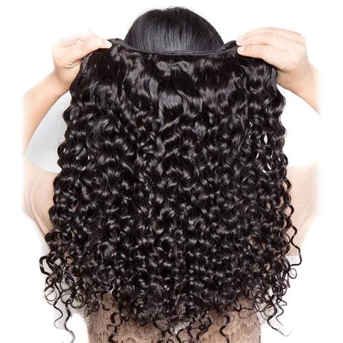 Ladiaryf Water Wave Bundles Human Hair Soft Brazilian Virgin Human Hair 100% Unprocessed Wet and Wavy Curly Bundles Natural Black Color Can Be Dyed Total 300g 16 18 20 Inch