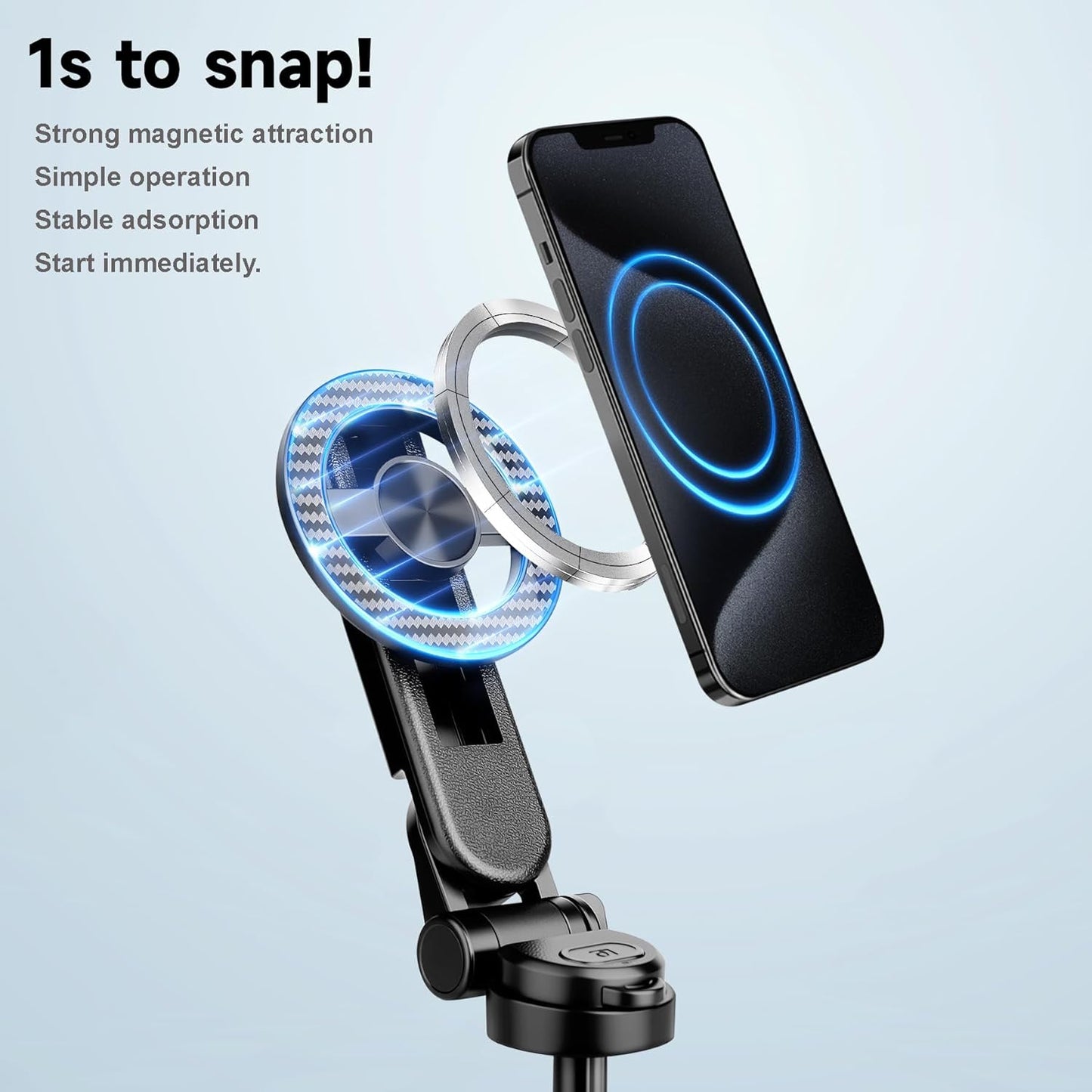 Selfie Stick for iPhone, Magnetic Tripod with Detachable Wireless Remote & Portable Tripods for iPhone - 3 in 1 Tripod for Video Recording, Live Streaming, Desktop Mobile Phone Stand