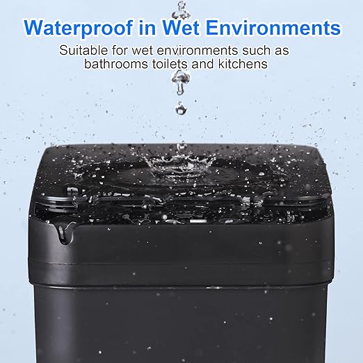 Anborry Bathroom Automatic Trash Can 2 Pack 2.2 Gallon Touchless Motion Sensor Small Slim Garbage Can with Lid Smart Electric Narrow Garbage Bin for Bedroom Office Kitchen (Black)
