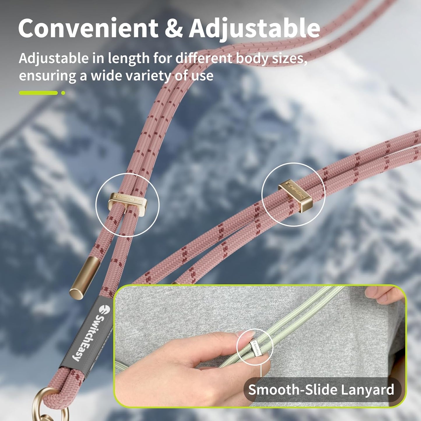 SWITCHEASY 6mm Adjustable Crossbody Phone Strap Compatible with Most Phones, Anti-Theft & Ant-Drop, Hands Free for Phone Lanyard Crossbody with Strap Card Phone Tether Tab - EasyStrap (Midnight Navy)
