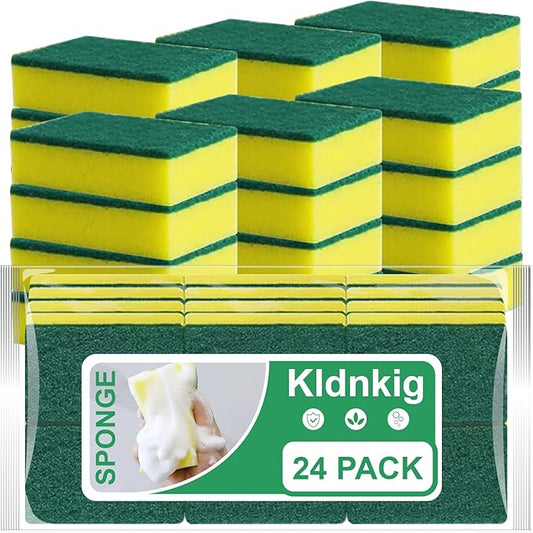 24 Pack Kitchen Cleaning Sponges,Scrub Sponges,Non-Scratch Scrub Dish Sponge Safe on Non-Stick Cookware,Stink-Free Cleaning Supplies for Pots, Pans