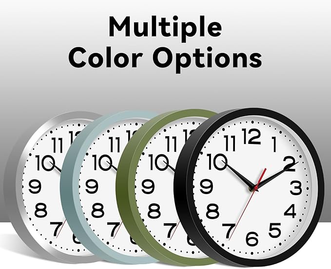 Roymnie Wall Clock Silent Non-Ticking Modern Clock Battery Operated10 Inch Small Classic Analog Decorative for Kitchen, Bathroom, Office, Bedroom, Home(Blue Gray)