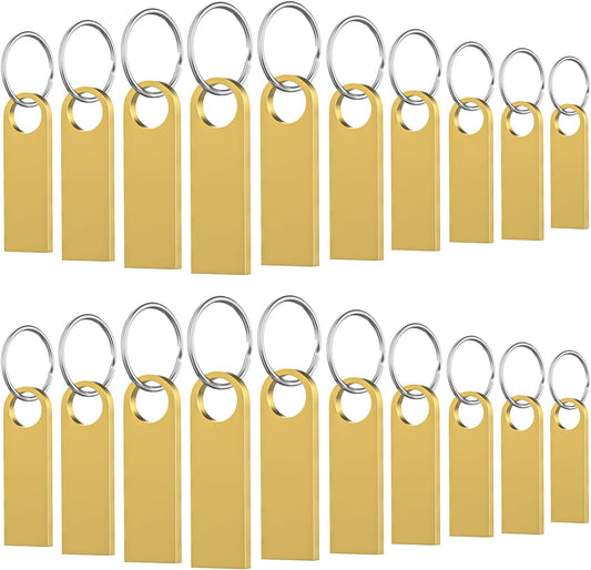 20 Pack 32GB USB Flash Drive with Keychains, Wooolken Sleek Metal USB 2.0 Thumb Drives Memory Stick for PC Laptop Computer(Gold)