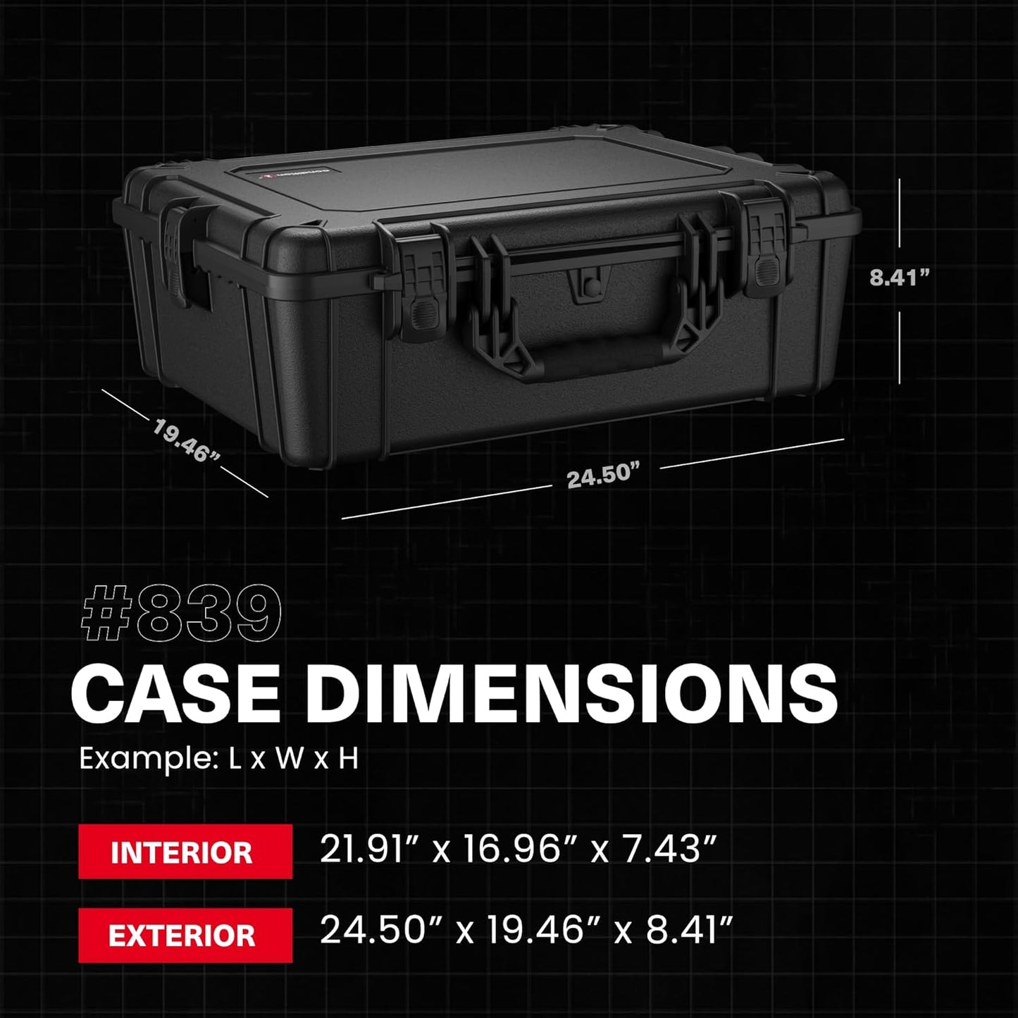 Condition 1 25" Large Waterproof Hard Case Model 839 with Foam, Portable Protective Storage Box for Travel, Hunting, Military, Tactical, Made in USA, 24.50"x 19.46"x8.41" Flat Dark Earth