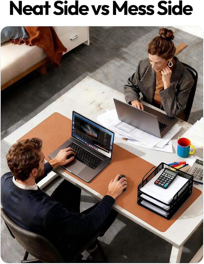 YSAGi Leather Desk Protector, Office Mat, Large Mouse Mat, Non-Slip PU Leather Blotter, Laptop Desk Mat, Waterproof Writing Pad for Office and Home(Brown, 63" x 17.2")