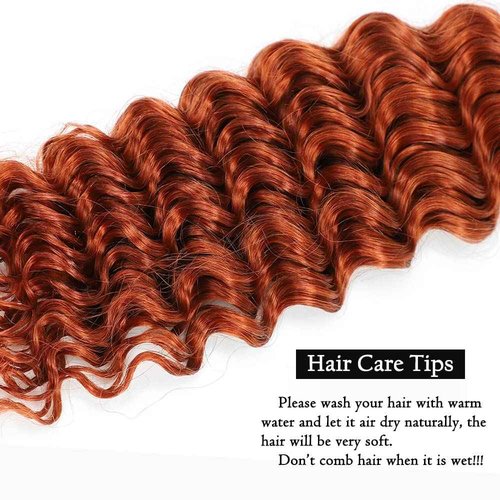 Deep Wave Human Hair Ginger Orange Color Brazilian Virgin Bundles 12 14 16 Inch 3 Bundles #350 Burnt Orange Curly Weave Hair Extension