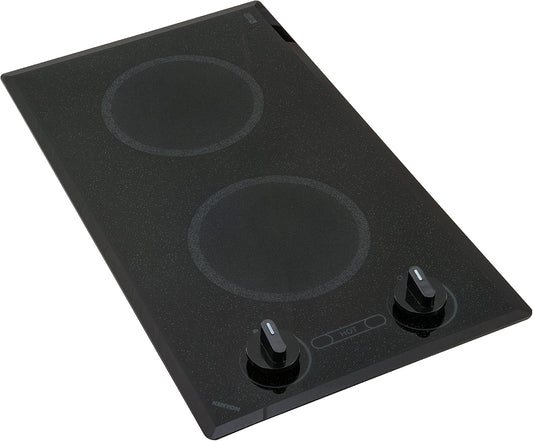 Kenyon Mediterranean 2-Burner Small Cooktop, Electric Cooktop for Energy-Efficient Cooking, Knob Control, Portrait Cooktop, 208-Volt, Black