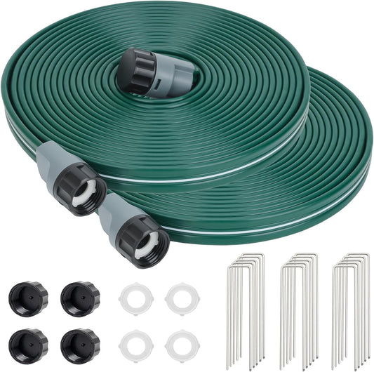 Sprinkler Soaker Hose 25ft 2Pack for Garden Lawn, Watering Pipe with Holes, High-Efficiency Water-Saving Garden Irrigation System, Drip Hose Sprinkler