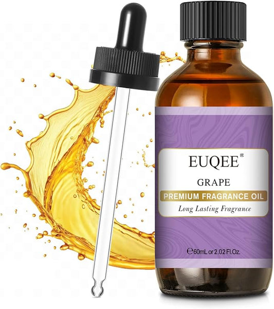 EUQEE Grape Fragrance Oil, Premium Essential Oil 2.02 Fl oz with Glass Dropper for Aromatherapy, DIY Bath Bombs, Candle Soap Making (60ml)