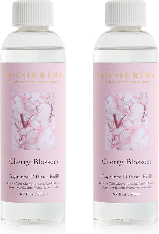 COCORRÍNA Refill - Cherry Blossom 2 Pack Reed Diffuser Oil Refill for Home,Bathroom