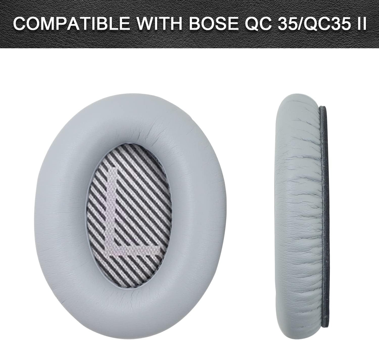 Replacement Ear Pads for Bose QuietComfort 35 35 II 15 25(qc 35 25 15/QC35 ii), Headphone Ear Covers, High Density Memory Cotton, Soft Leather, Adaptive Noise Isolation Headphones Pads Cushions