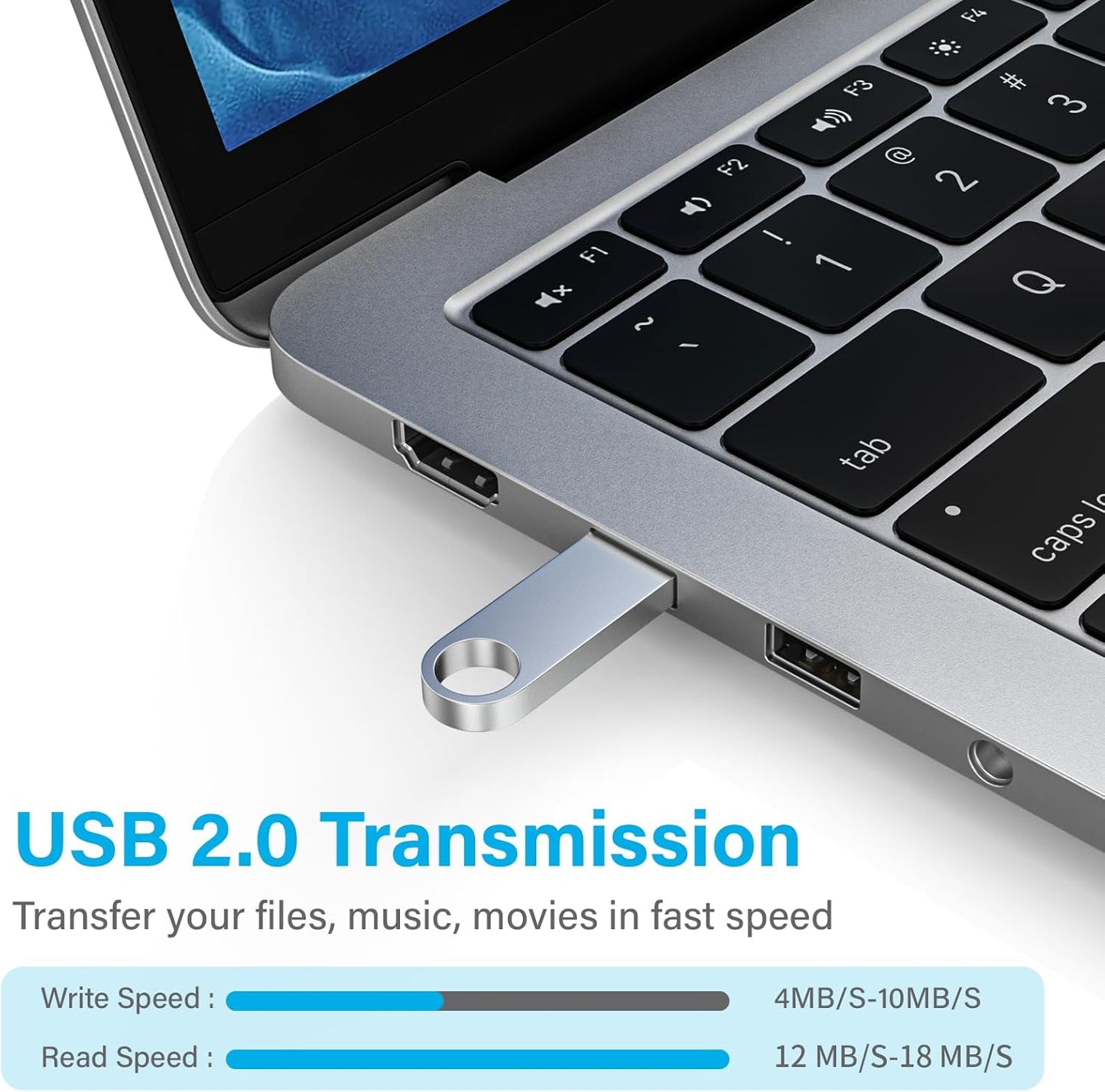 ABLAZE 1GB Flash Drive 2 Pack, Metal USB 2.0 Thumb Drives with Keychains USB Stick Pendrive (Sliver)