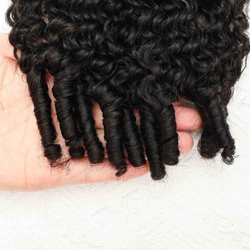 RHEANNA Feather Crochet Human Hair With Tight Curly Ends Invisible Knots Deep Curly Crochet Human Hair Extensions Knotless Pre-Separated 22inch 60g