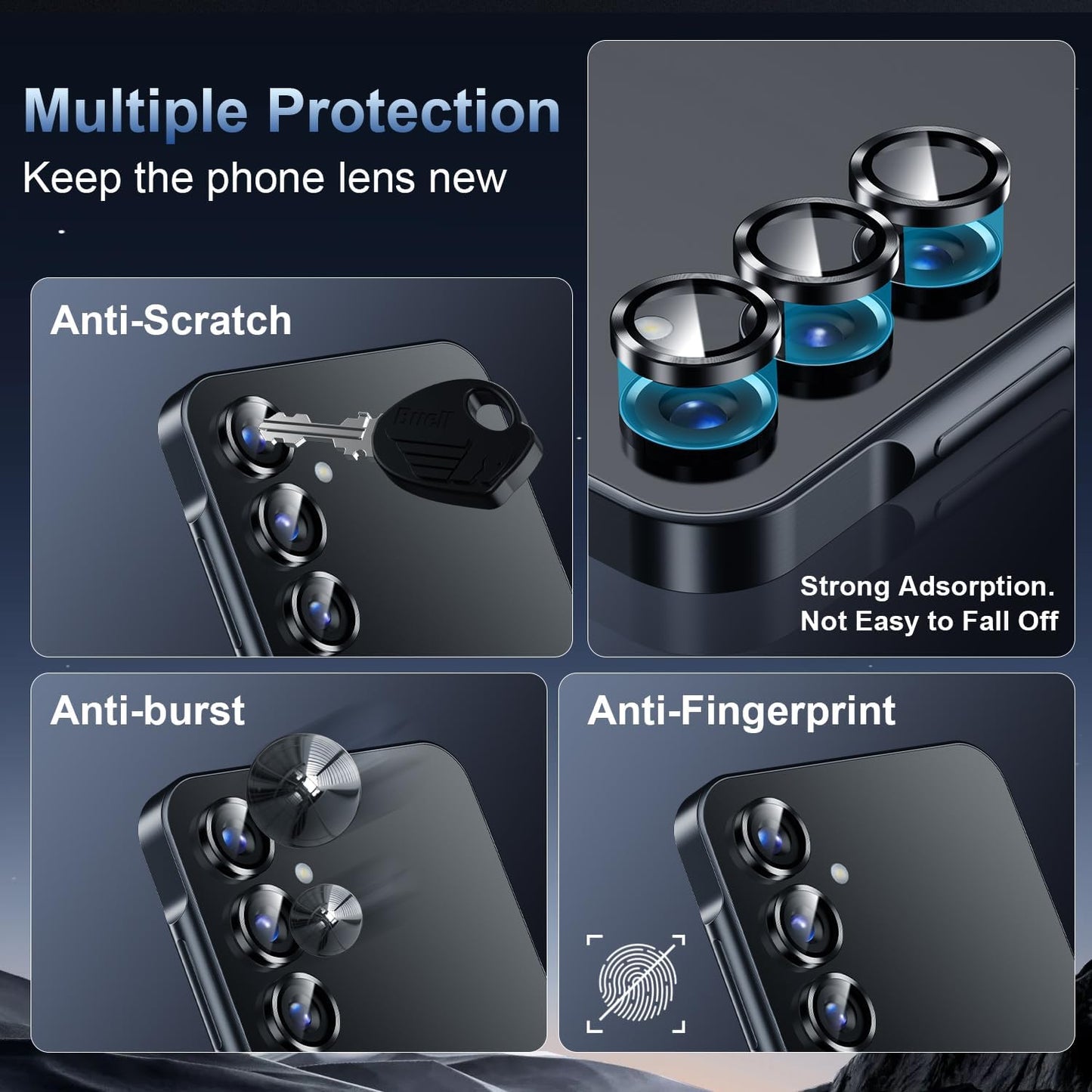 Korecase for Galaxy S25 Ultra Camera Lens Protector,9H Tempered Metal Glass Anti Scrach Rear Camera Screen Protector, Shockproof Metal Ring Lens Protection for Samsung Galaxy S25 Ultra，Black
