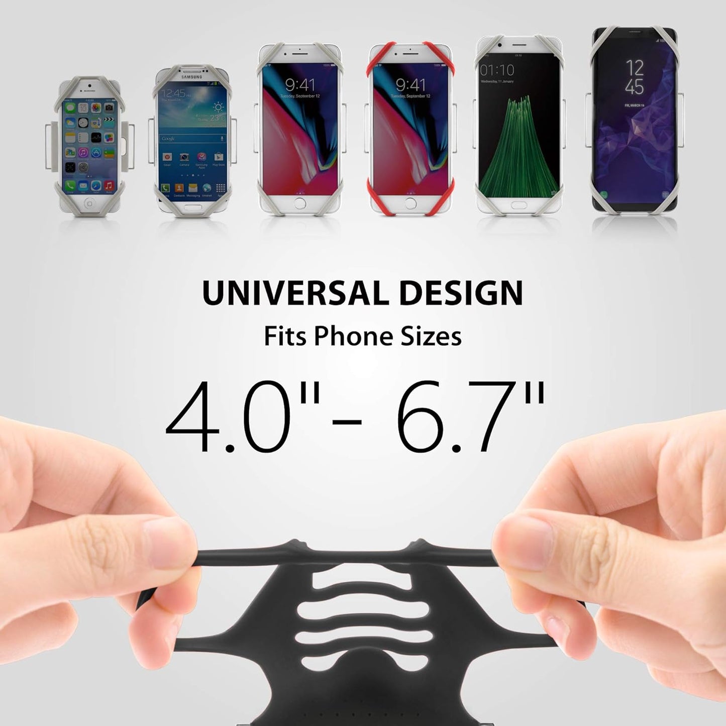 BONE Run Tie, Running Cell Phone Holder, Skin-Friendly & Washable Silicone Sport Armband, Universal Workout Phone Carrier Compatible with Most Smartphone (Gray - Size L/Arm Size 9.8-15.7")"