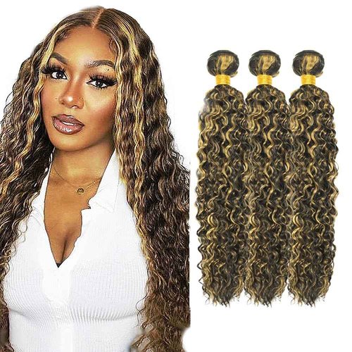 Habiliana Bundles Human Hair 24 26 28 Inch Jerry Curly P1B/27 Human Hair Bundles 12A Unprocessed Brazilian Virgin Quick Weave Hair Extensions for Black Women