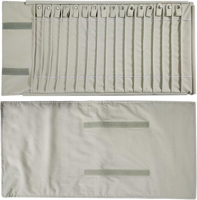 Portable Jewelry Roll Untangled Secure Necklace Travel Storage Bag Displays Holder 16 Chain (Beige)