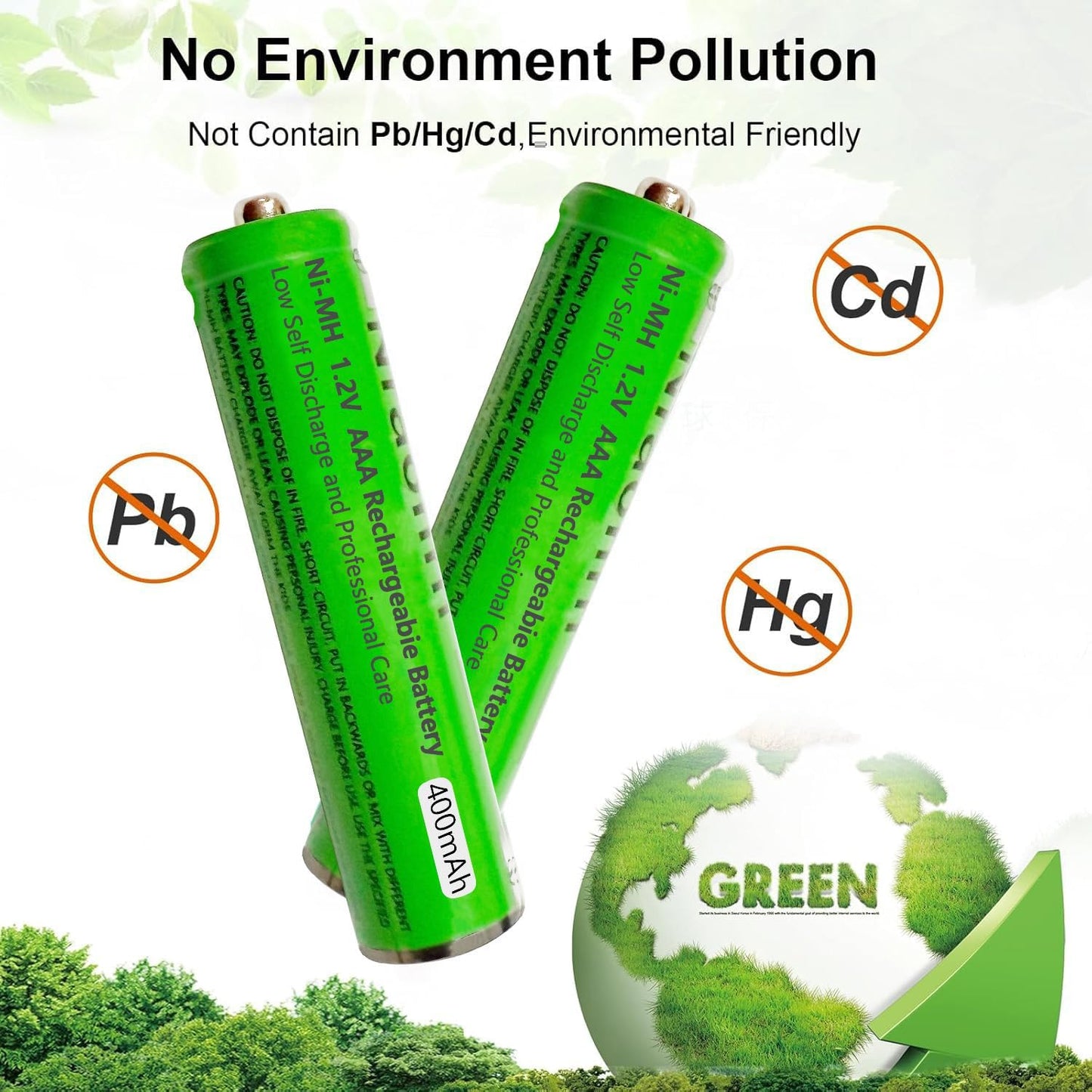 8 Pack Ni-MH AAA Rechargeable Batteries 400mah AAA Ni-MH Rechargeable Batteries 1.2V for Panasonic Cordless Phones, Remote Controls, Electronics