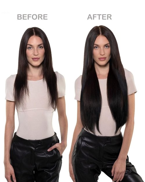 Ailiceehr Clips in Hair Extensions Seamless Human Hair Clips in Hair Extensions Natural Black 105g 22inch 8pcs Double Weft Thick Straight.