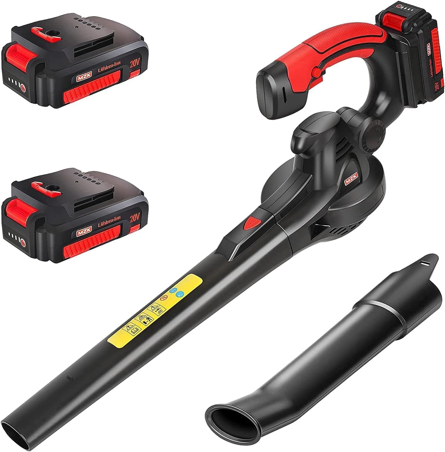 MZK Cordless Leaf Blower,20V Battery Powered Electric Blower for Lawn Care, Electric Lightweight Leaf Blower for Blowing Leaves, Patio Cleaning, Lawn Care and Dust(2 * 2Ah Battery & Charger Included)