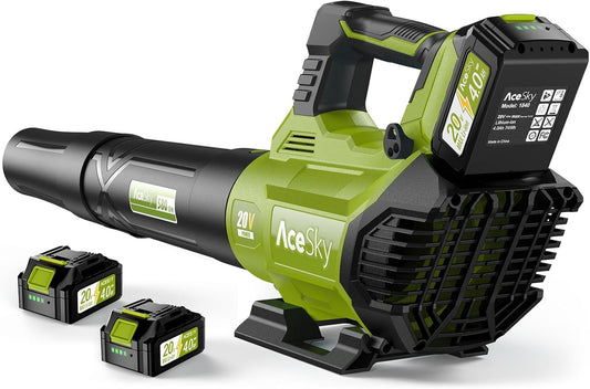 Leaf Blower Cordless - 2025 Update 150000RPM & 3 Speed Levels Electric Leaf Blower with 2 x 4.0Ah Battery and Charger, Extension Tube Blower for Lawn Care, Yard, Garage, Blowing Leaves, Dust or Snow