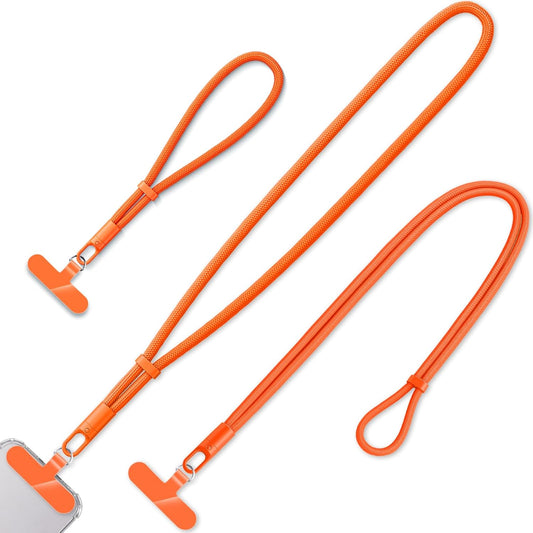 3 Pack Phone Lanyard,1×Phone crossbody strap,1×Phone Neck Strap,1×Wrist Strap,3×Tether Tabs,Universal Cell Phone Multifuctional Patch Polyester Lanyards(Orange)