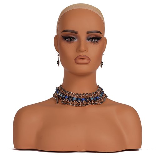 J&F CO Realistic Europe and America Female Mannequin Head with Shoulder Display Manikin Heads Bust for Wigs,Makeup,Beauty Accessories (DC 487 hy mazi)
