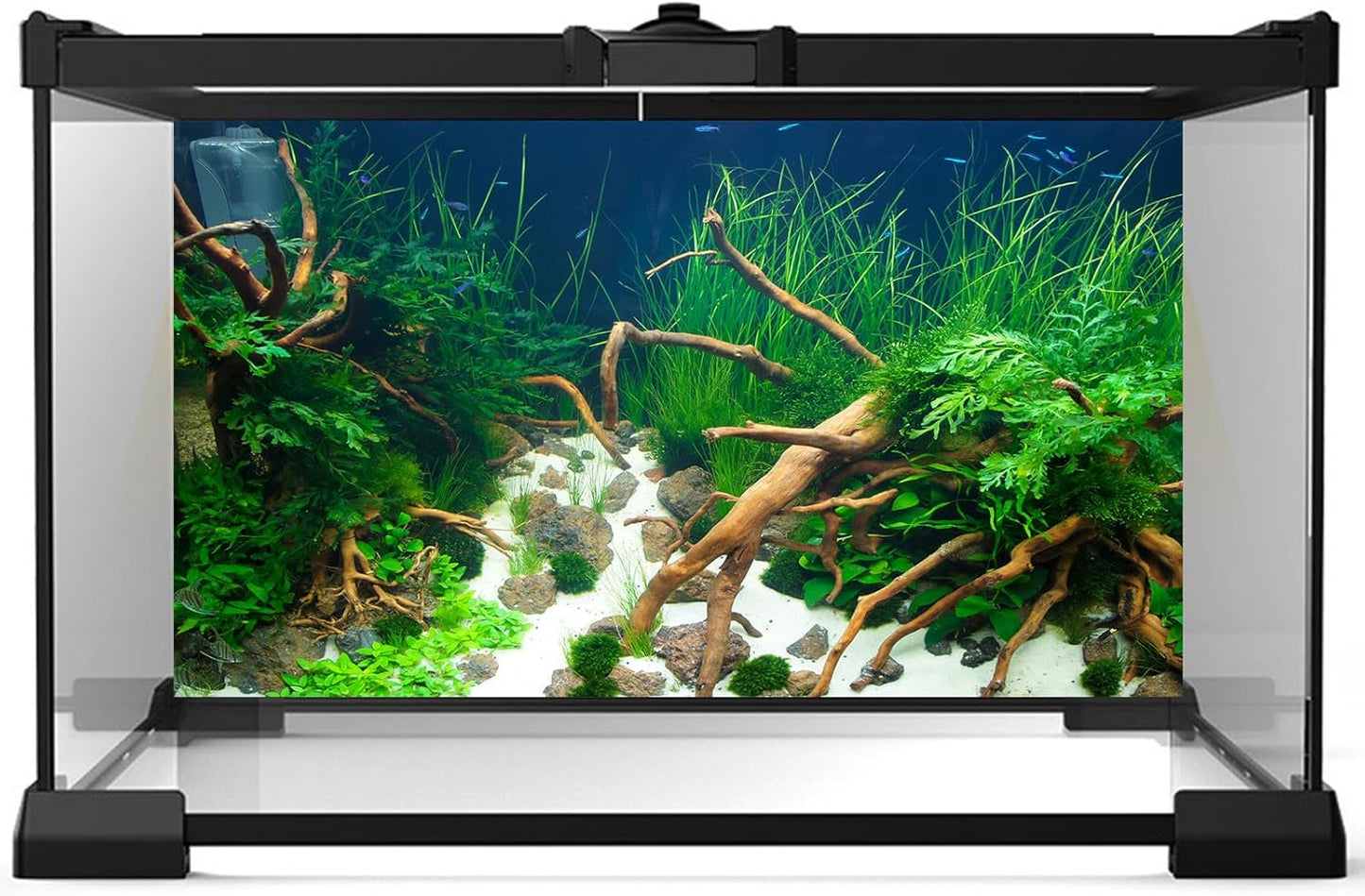 Aquarium Background Various Underwater Grass Plants Aquarium Backdrop Vivid and Fresh Green Aquatic Plants Stone River Bed and Dead Wood Yellow Stone Fish Tank Background 72x24in