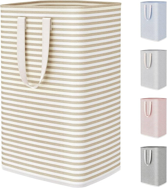 Lifewit 75L Large Collapsible Laundry Hamper, Tall Foldable Dirty Clothes Baskets Waterproof, Freestanding Design with Easy Carry Handles in Dorm Bedroom Bathroom College, Beige