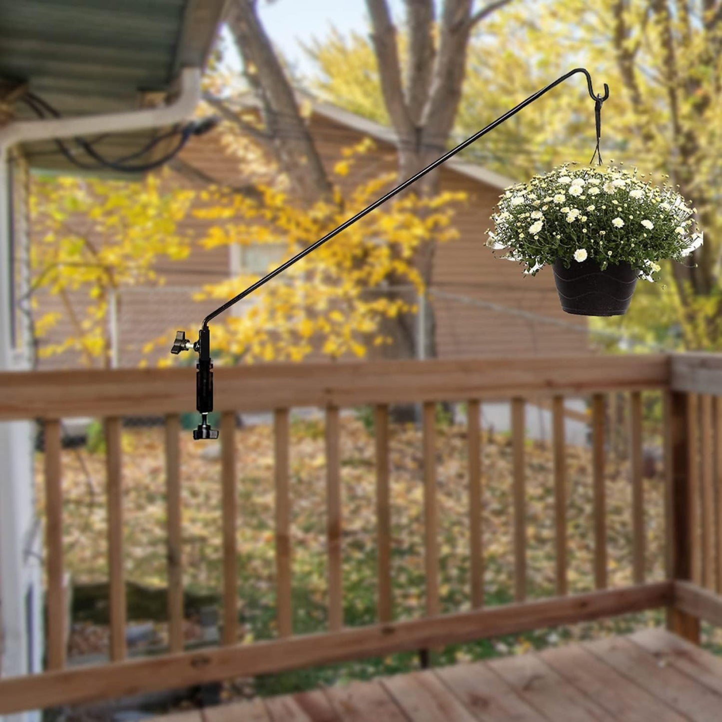 Ashman Deck Hook (2 Pack, 49-Inch Deck Hook), Double Forged Solid Metal Single Piece Rod, Ideal for Bird Feeders, Plant Hangers, Coconut Shell Hanging Baskets, and Lanterns.
