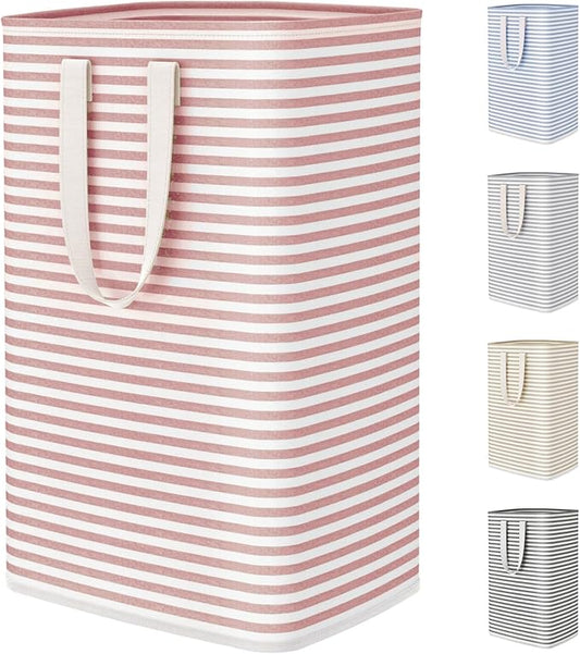 Lifewit 75L Large Collapsible Laundry Hamper, Tall Foldable Dirty Clothes Baskets Waterproof, Freestanding Design with Easy Carry Handles in Dorm Bedroom Bathroom College, Pink