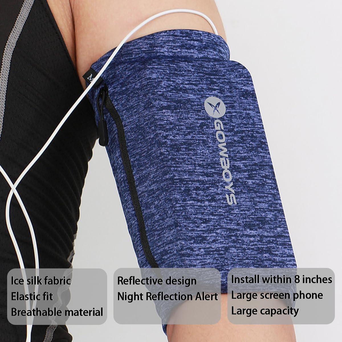 Running Phone Armband for Men Women,Universal Arm Bands for Phones Below 8 Inches,Waterproof Cell Phone Armband for Hiking,Running,Cycling,Climbing(Blue XL)