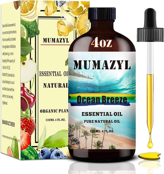 Ocean Breeze Essential Oil, Ocean Breeze Oil 4 Fl Oz 120ML for Diffuser Humidifier Yoga Cleaning DIY Candle Soap Making MUMAZYL Essential Oils