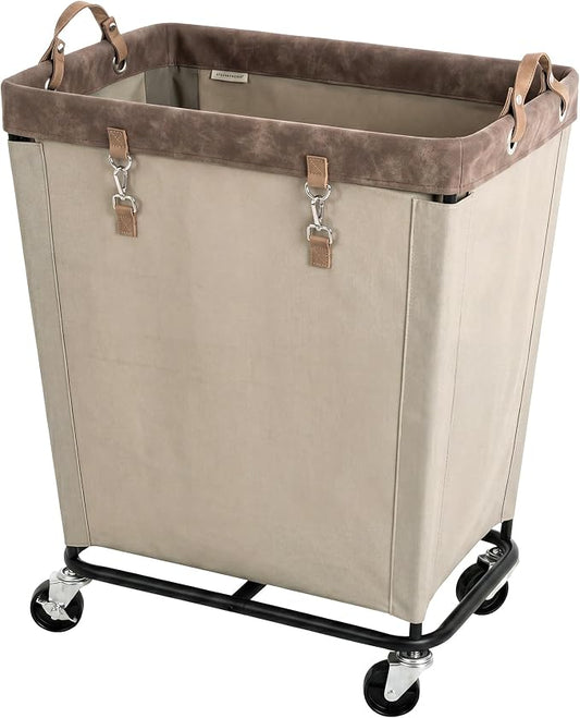 StorageWorks 210L Laundry Basket with Wheels, Extra Large Rolling Hampers for Clothing Organizer, Dirty Clothes Basket for Hotel, Home, Closet, Dorm, Light Khaki