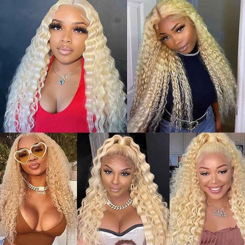 Giginger Brazilian Human Hair Bundles 22 24 26 Inch Blonde 613 Color Deep Wave Bundles Human Hair Unprocessed Virgin Quick Weave Hair for Black Women