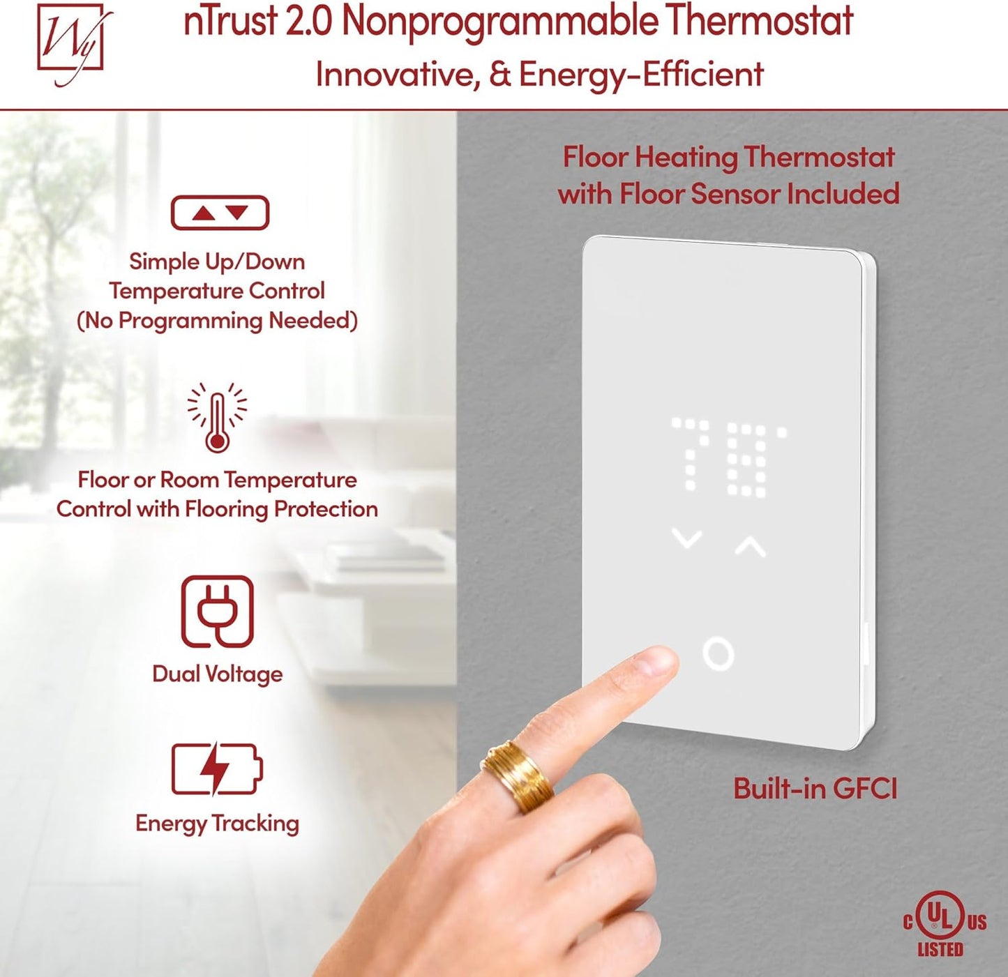 156 Sqft Heated Floor Mat Kit with Radiant Floor Heating System Thermostat UTN5, Two Sensors, Tester, 240V Electric Radiant Floor Heating Mat installs under Bathroom Tile, Vinyl - WarmlyYours TempZone