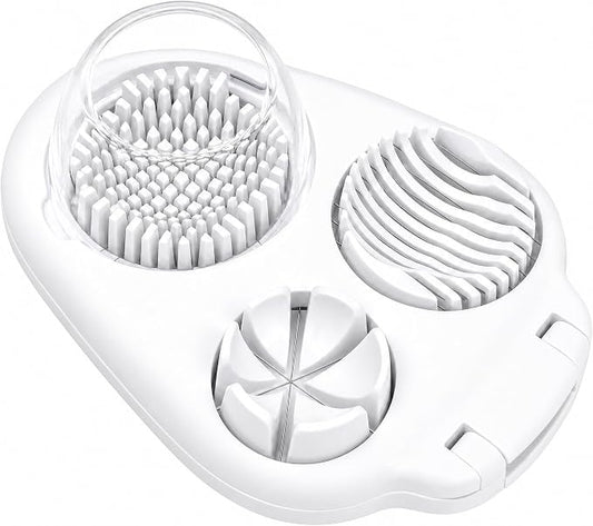 3-in-1 Egg Slicer for Hard Boiled Eggs - Multipurpose Stainless Steel Wire Cutter and Dicer for Strawberries, Mushrooms, and Soft Fruits - Dishwasher Safe Kitchen Tool