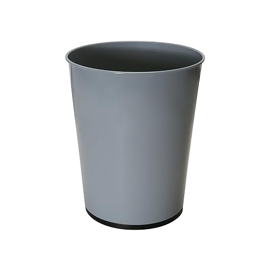 Bath Bliss 5 Liter Small Wastebasket | Round Open Top | Trash Can | Bathroom | Bedroom | Kitchen | Office | Dorm | Disposal Waste Bin | Garbage | Grey