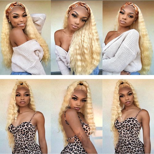 Giginger Brazilian Human Hair Bundles 18 20 22 Inch Blonde 613 Color Deep Wave Bundles Human Hair Unprocessed Virgin Quick Weave Hair for Black Women