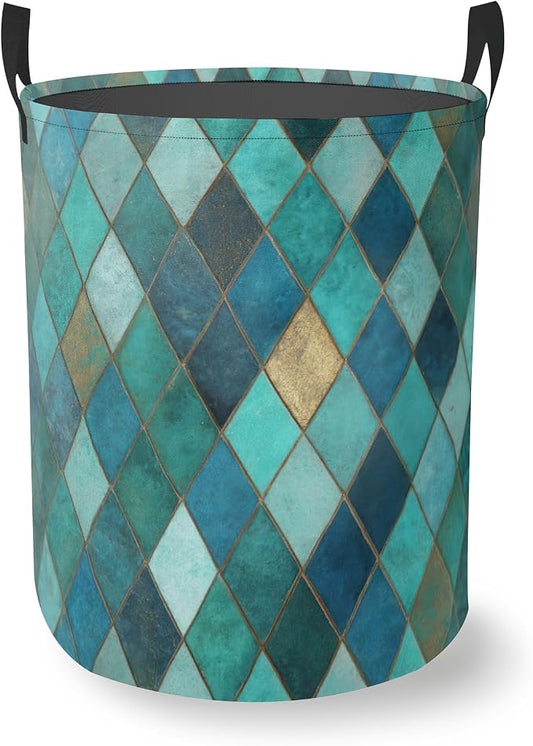 Laundry Hamper Foldable Oxford Cloth Moroccan Mosaic Laundry Basket With Handle Portable Clothes Storage Organizer Basket Storage Bag For Laundry Room/Bedroom/Bathroom