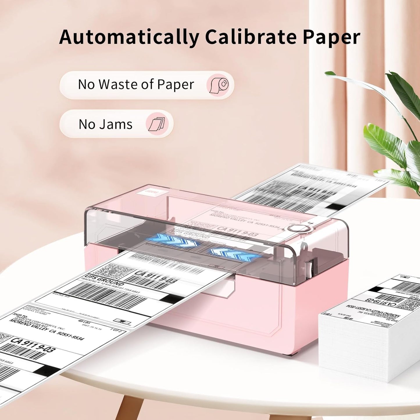 JADENS Bluetooth Thermal Label Printer 4x6, Pink Wireless Shipping Label Printer for Small Business & Packages, Compatible with iOS, Android, Mac, Windows, Amazon, Etsy, Ebay, Shopify