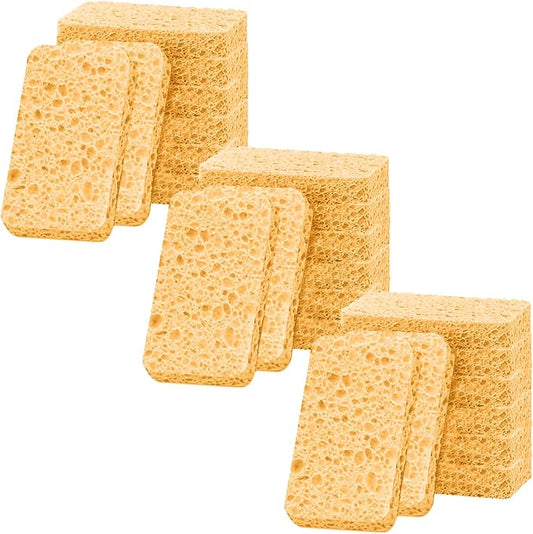 24 - Pack Non-Scratch Scrub Sponges - Sponges for Dishes and Washing Dishes, Cleaning Sponges for Kitchen Home and More (Yellow)