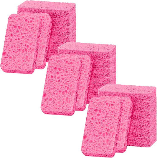 24 - Pack Non-Scratch Scrub Sponges - Sponges for Dishes and Washing Dishes, Cleaning Sponges for Kitchen Home and More（Pink）