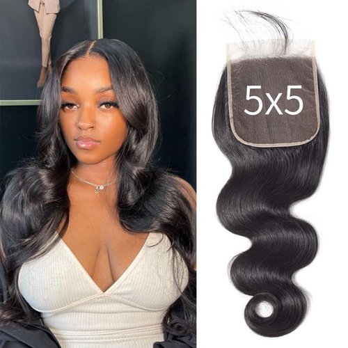 BALORIECA Real 5x5 HD Lace Closure Body Wave Human Hair with RAW human hair pre plucked with baby hair 0.10mm ultra-thin hd lace(14 Inch, Body Wave)