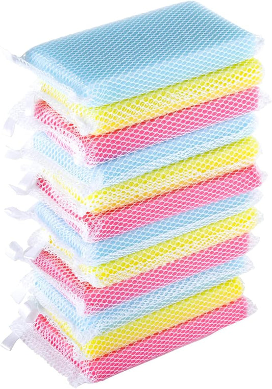 Non-Scratch, Gentle Mesh Dishwashing Sponge, Quick Dry, Odor-Resistant Dish Sponge, Gentle Cleaning for Kitchen, Dishes, Household Cleaning, Stainless Steel & Non-Stick Pans (Pack of 12)