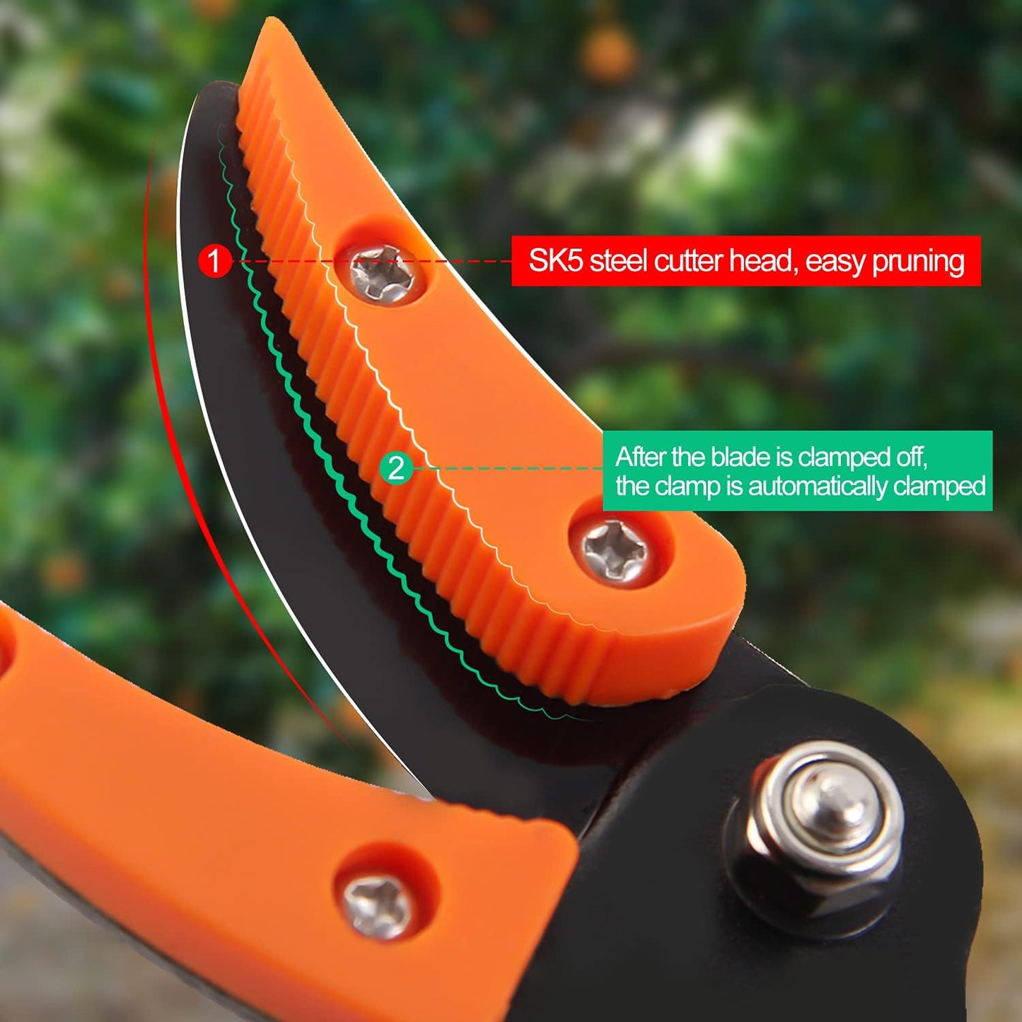 KSEIBI 143015 Long Reach Cut and Hold Bypass Pruner Max Cutting 5/16 inch (5.0 ft - 1.5 m)