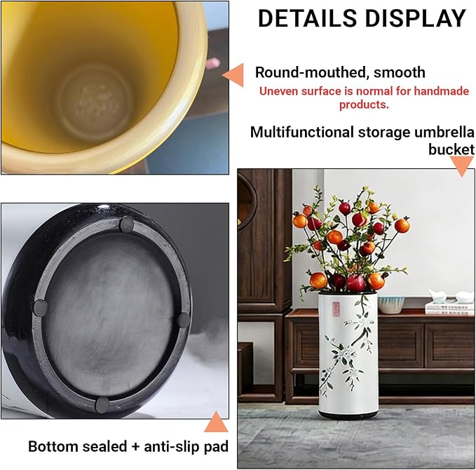 Ceramic Umbrella Stand Umbrella Holder for Entryway Hand-Made Umbrella Stand Barrels Umbrella Holder Cane Floor Standing Vase Ceramic Storage Bucket for Home Office Entrance Indoor.(Light blue 2022)