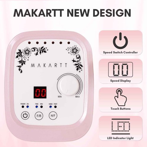 Makartt 5 in 1 Nail Drill Bits, 3/32" Shank Tungsten Carbide Tapered Drill Bits for Nails Fast Removing Acrylic Nail Bundle With Genesie Nail Drill Professional 35000RPM Electric Nail File Machine