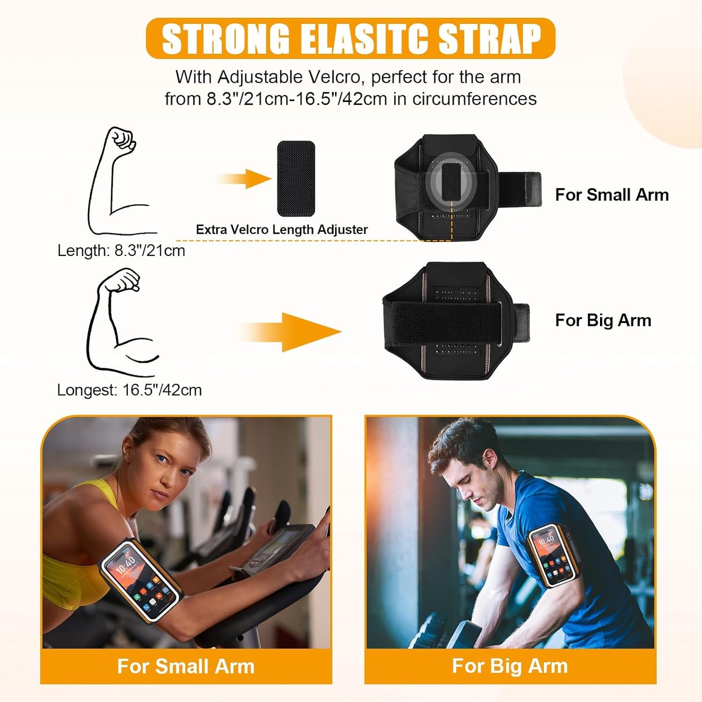 Running Armband for iPhone 15/14/13 Pro/Plus & Galaxy S20/S10, 3D Design Cell Phone Armband with Earphone Pouch Card Slot & Key Pockets, Water Resistant Sports Phone Holder Up to 6.9" Devices"
